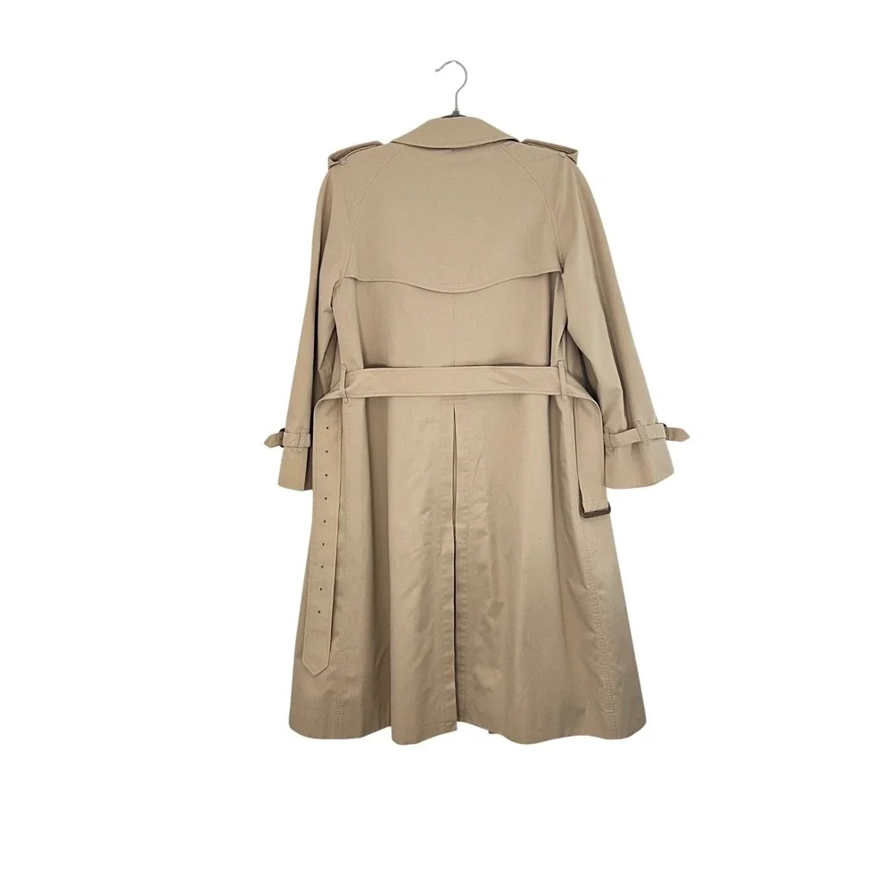 New‎ Burberry Vintage Trench Coat Beige Double Breasted Belted Check XS S - Picture 4 of 16